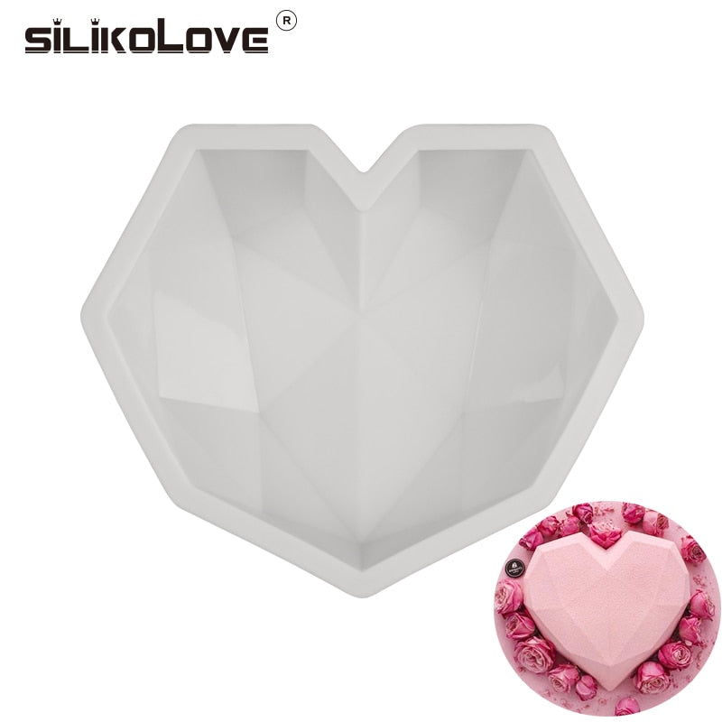 Baking Tool Diamond Cake Mold 3D Heart Shape Mold Chocolate Molds Silicone  Mould